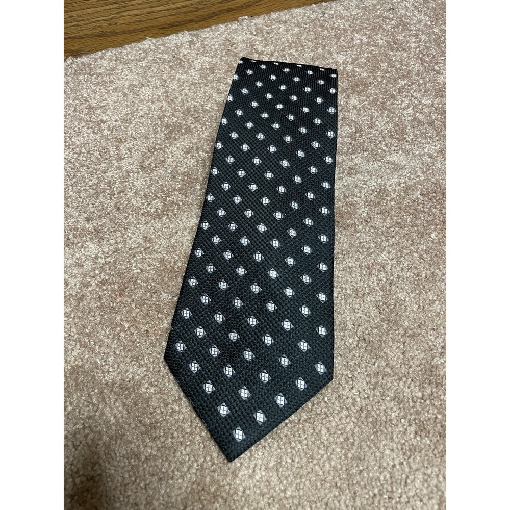 Modeno Tie Men's Blue Diamond Square Patterned Pure Silk Italian Design 4"
